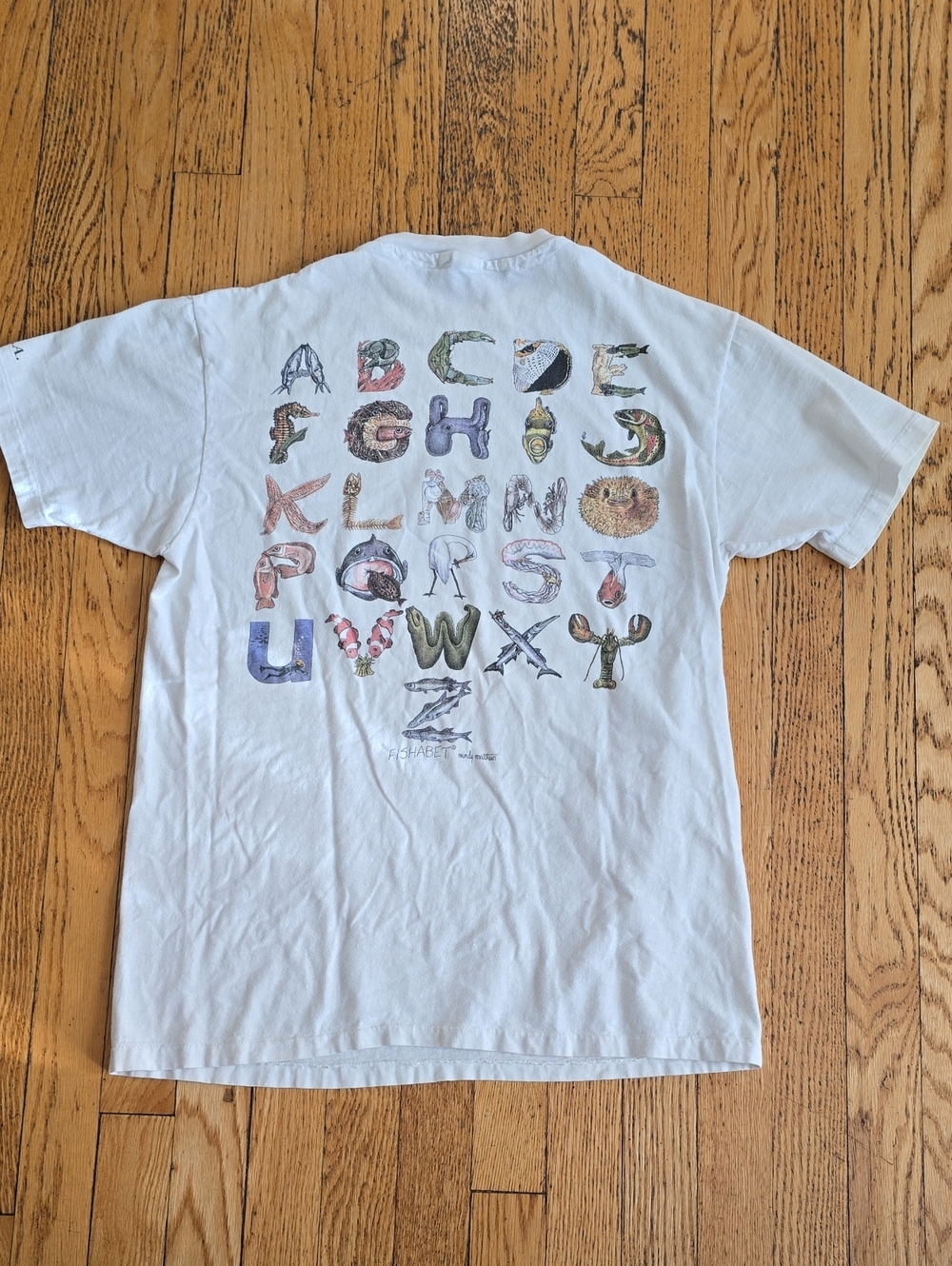 Vintage 1989 Fishabet Dive T Shirt Hanes Beefy T Large Bonaire Marine Nature Art
